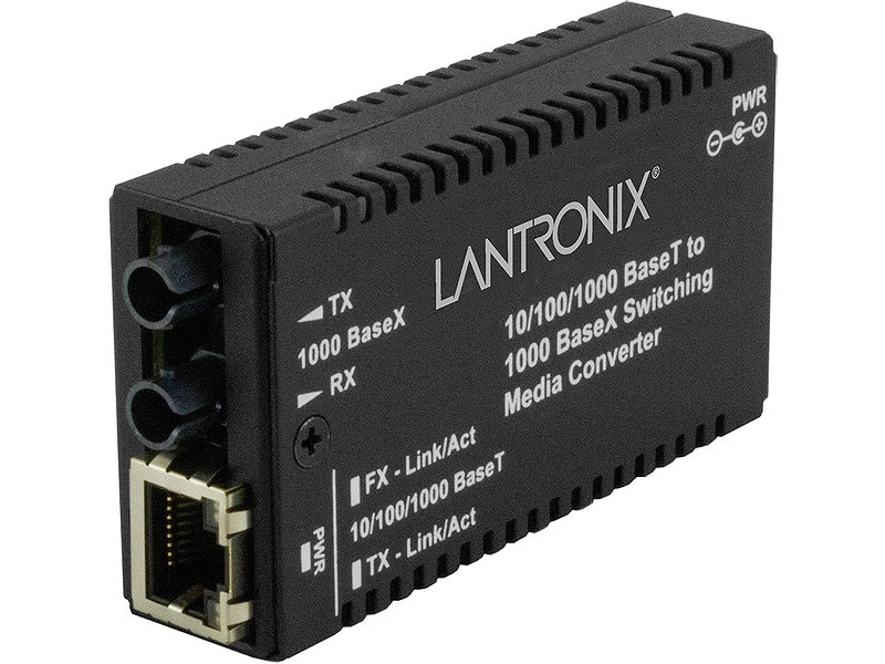 10/100/1000Base-T (RJ-45) [100 m/328 ft.] to 1000Base-SX 850nm multimode (ST) [62.5/125m: 220m] [50/125m: 550m]