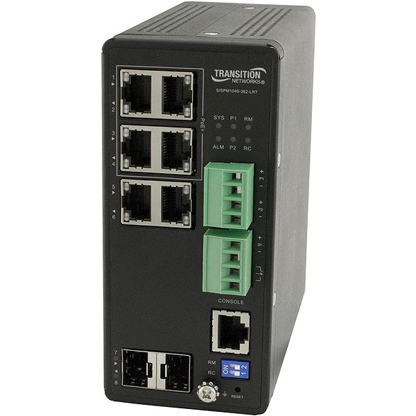 (4) 10/100/1000Base-T PoE+ ports + (2) 10/100/1000Base-T RJ-45 ports + (2) 100/1000Base-X SFP slots