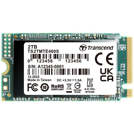 2TB PCIe SSD 400S M.2 2242 PCIe Gen3x4 NVMe 3D