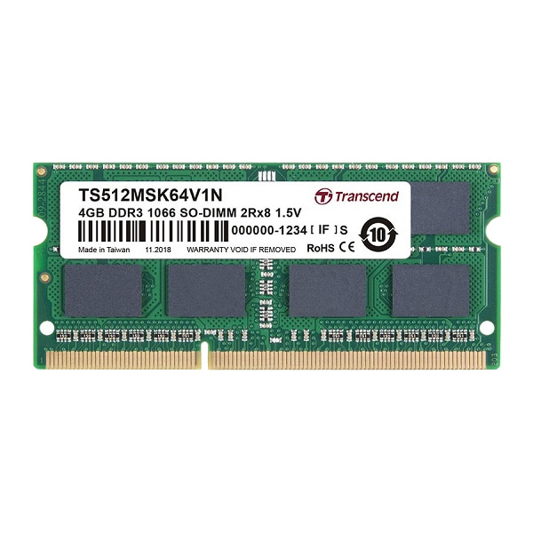 4GB DDR3 1066 SO-DIMM 2Rx8 256Mx8 CL7 1.5V