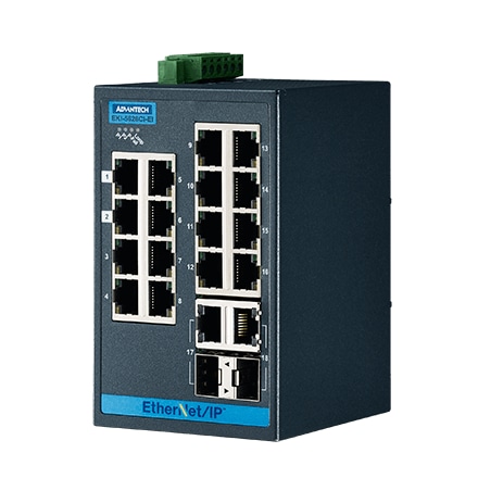 YƗpR~jP[VEKI 16 + 2G Combo Port Entry Level Managed Switch Supporting EtherNet/IP Extreme Temp