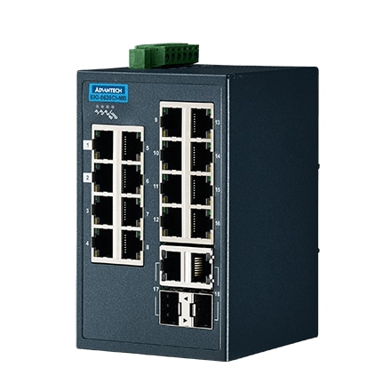 YƗpR~jP[VEKI 16 + 2G Combo Port Entry Level Managed Switch Supporting Modbus/TCP Extreme Temp