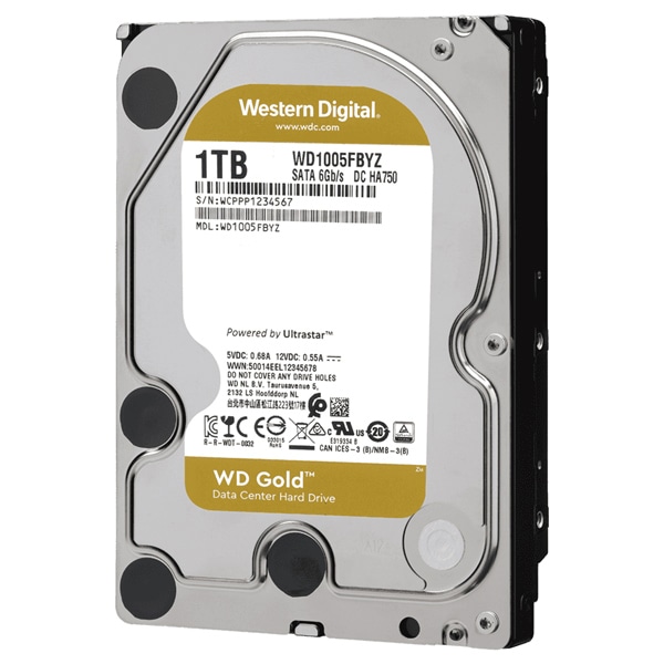 WD GoldV[Y 3.5C`HDD 1TB SATA6.0Gb/s 7200rpm/class 128MBLbV 512n WD1005FBYZ