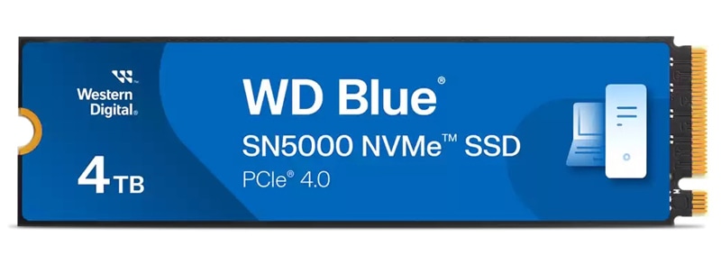 SSD 4TB WD Blue SN5000 (ǎő 5500MB/b) M.2-2280 NVMe WDS400T4B0E