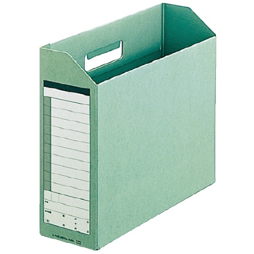 ダンボックス（段ボール製）Ａ４横　背幅１００　グリーン