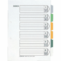 カラ－インデックスＡ４縦２穴　９０７　６色６山×１０組