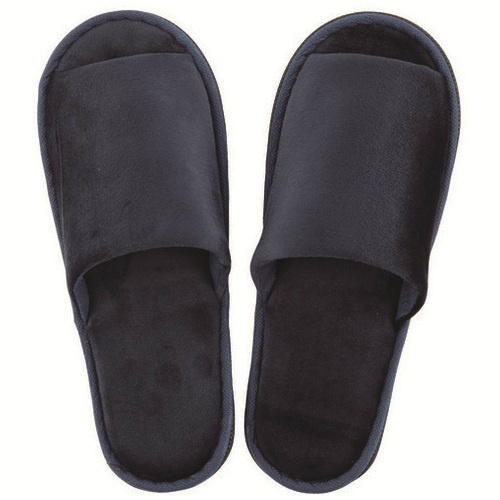 ベロア調スリッパ　ネイビー　不織布袋付