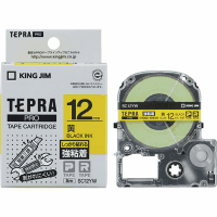 「テプラ」ＰＲＯテープ　強粘着ラベル　１２ｍｍ　黄に黒文字
