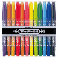 油性ペン　マッキー１２色セット（細・極細両用）　１２本入