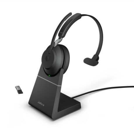 片耳用無線ヘッドセット（Jabra　Evolve2　65　UC　Mono　USB-A　Stand　Black）