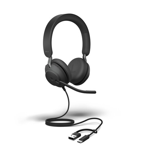 両耳用有線ヘッドセット（Jabra　Evolve2　40　SE　MS　Stereo　USB　C/A）