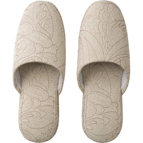 ペイズリー調スリッパ　ベージュ