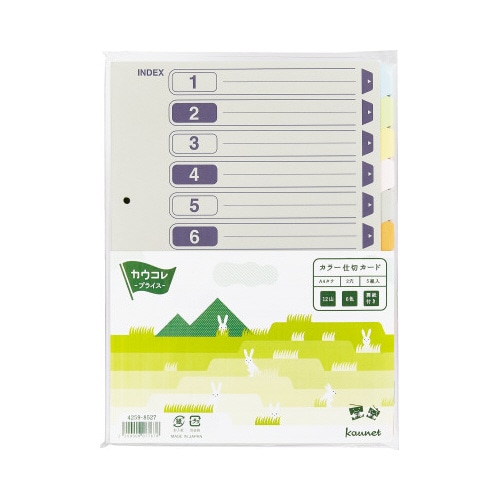 カラー仕切カード　Ａ４縦　２穴　１２山　５組×１０