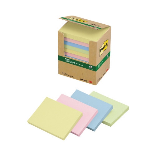 ポストイット　再生紙ノート７５×１００　混色１２冊