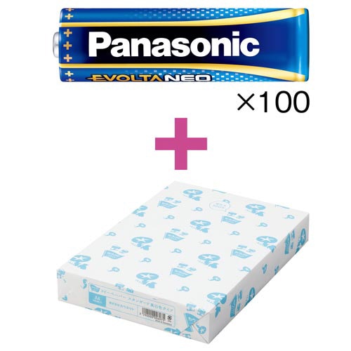 乾電池　エボルタネオ　単３　１００本＋コピー用紙