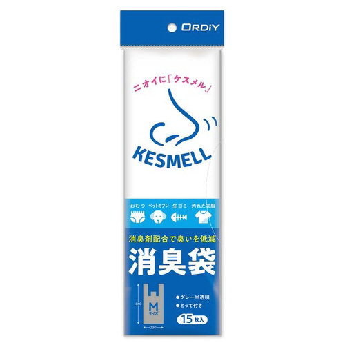 ＫＥＳＭＥＬＬ消臭袋Ｍグレー半透明１５Ｐ