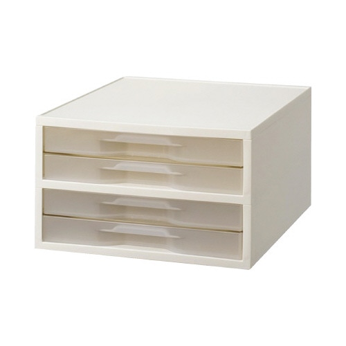 引き出しケース　Ａ４タテ薄型４段ホワイト　４台