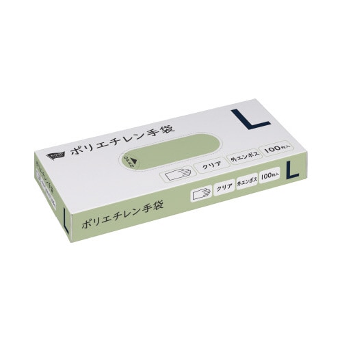 ポリエチレン手袋外エンボス　Ｌクリア１００枚×５