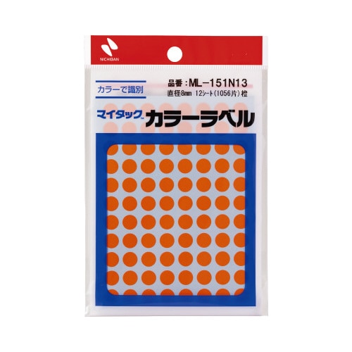 マイタックカラーラベル　８ｍｍ　橙ｘ１０