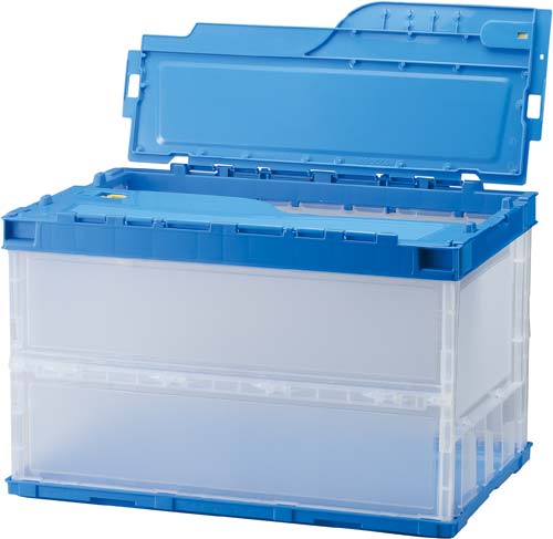 薄型軽量オリコン　５０Ｌ　フタ一体型　半透明