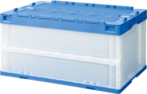 折りたたみコンテナフタ一体型　７５Ｌブルー１０個入