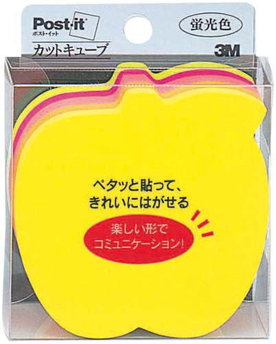 ポストイット　蛍光色　アップル形　５色２２５枚×５