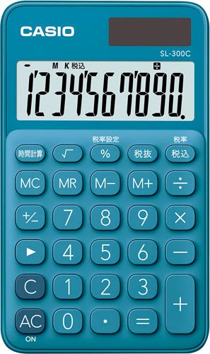 カラフル電卓ＳＬ－３００Ｃ－ＢＵ－Ｎ　レイクブルー