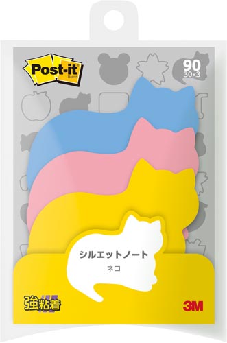 ポストイット　シルエットノート　強粘着　ネコ