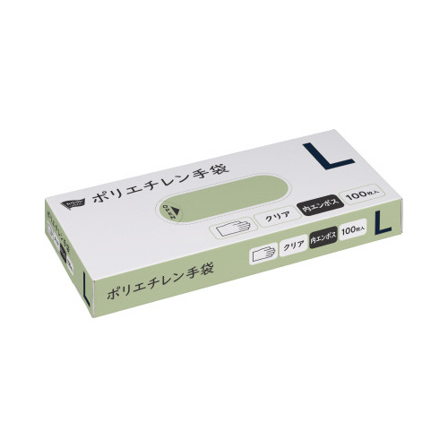 ポリエチレン手袋　内エンボスＬ１００枚クリア×５