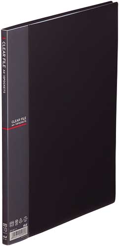 クリアファイルＡ４縦１０ポケット　ダークグレー