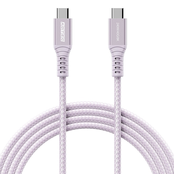 USB4 PD3.1 Type-C to C ケーブル (240W出力 / 40Gbps / 1.0m) パープル