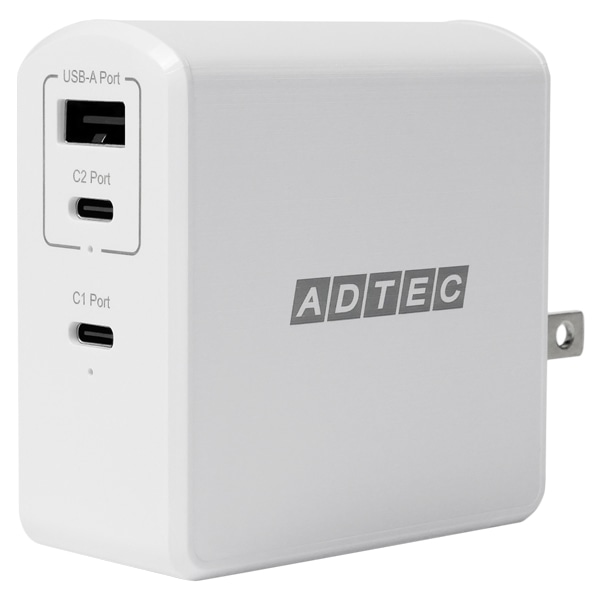 Power Delivery対応 GaN AC充電器/105W/USB Type-A 1ポート Type-C 2ポート/ホワイト & Panasonic レッツノート用充電ケーブルセット