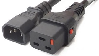 抜け防止 ロック電源ケーブル 1m C14/C19 Lock 定格：15A/250 PSE