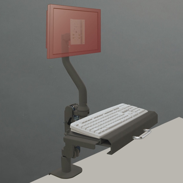 キーボード搭載用棚付 ディスプレイアーム（ブラック）