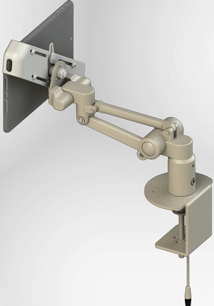 対角固定式タブレット搭載用 ハイブリットチルト機構 上下可動型アーム 本体ユニット（ライトグレー）