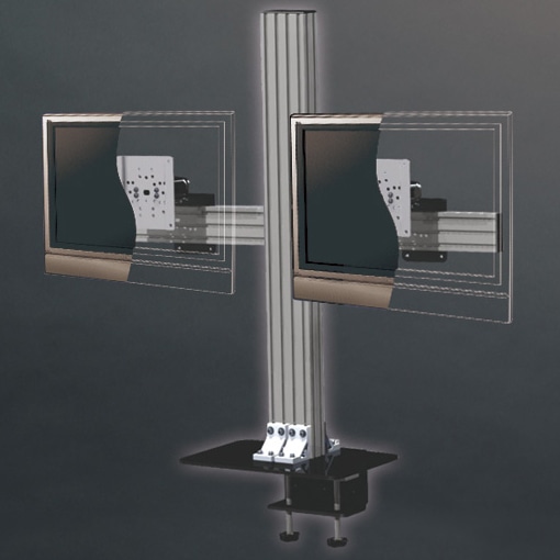 ダブルタイプ マルチディスプレイモニタークランプ固定式搭載スタンド