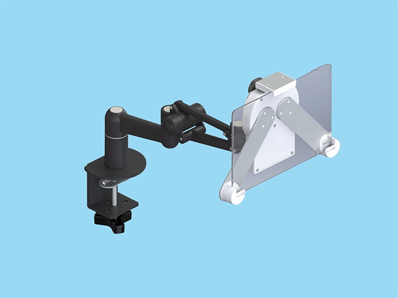 8から12.9インチ10mm厚（2Kgまで）のタブレット端末を搭載可能な3軸・上下可動・回転アームによる平行移動機構を備えたアーム 本体ユニット（ブラック）
