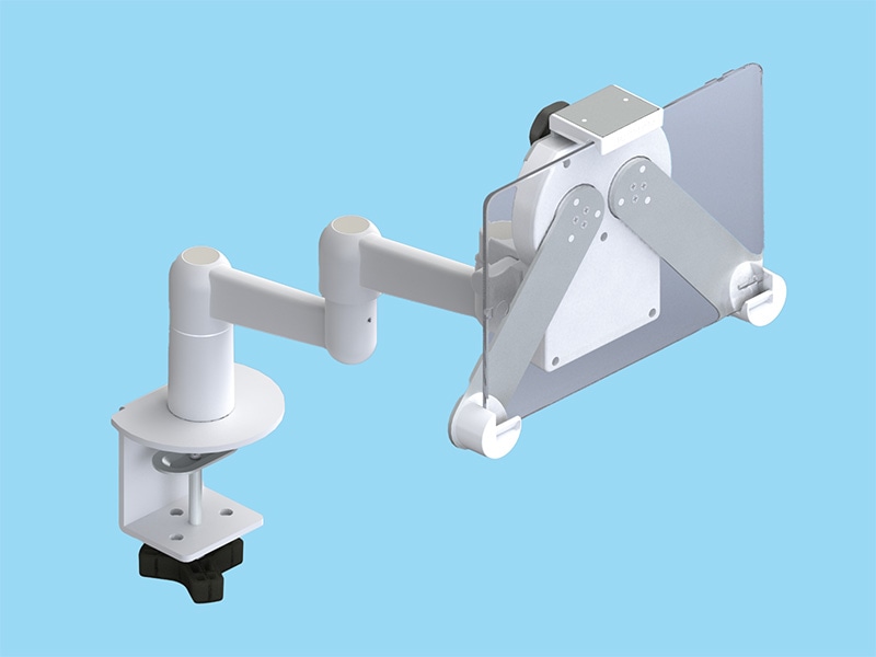 3点固定式ホルダー装着 8～12.9インチ10mm厚（2Kgまで）のタブレット端末を搭載可能な3軸・平行移動式アーム 本体ユニット（ブラック）