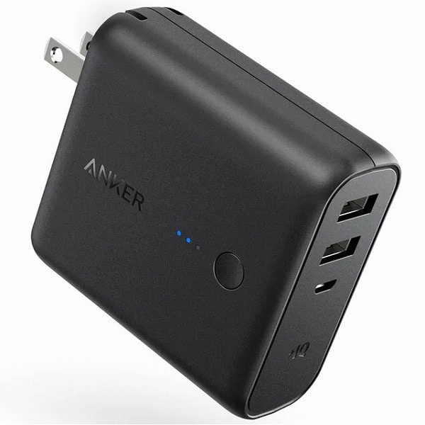 Anker PowerCore Fusion 5000 (モバイルバッテリー 搭載 USB充電器 5000mAh) 【PSE認証済/コンセント一体型/PowerIQ搭載/折りたたみ式プラグ】 (ブラック)