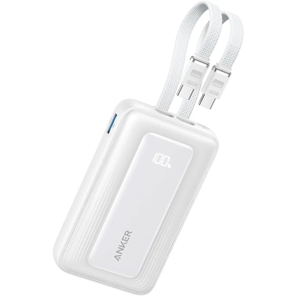 Anker Zolo Power Bank (10000mAh 35W Built-In Dual USB-Cケーブル) ホワイト