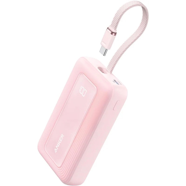 Anker Zolo Power Bank (10000mAh 30W Built-In USB-Cケーブル) ピンク