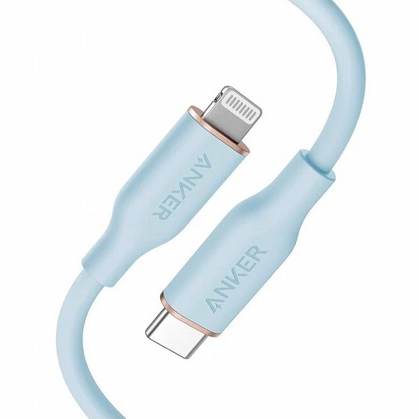 Anker PowerLine III Flow USB-C & ライトニング ケーブル MFi認証 Anker絡まないケーブル USB PD対応 シリコン素材採用 (0.9m アイスブルー)