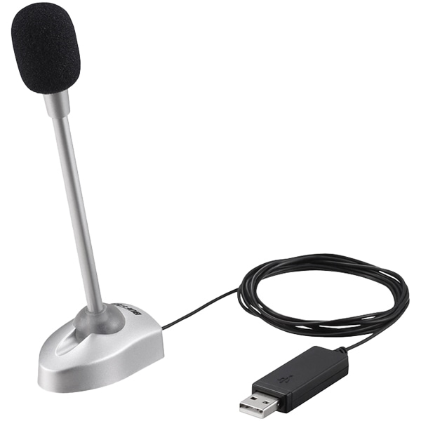 マイクロフォン 小型スタンドタイプ USB接続 ブラック