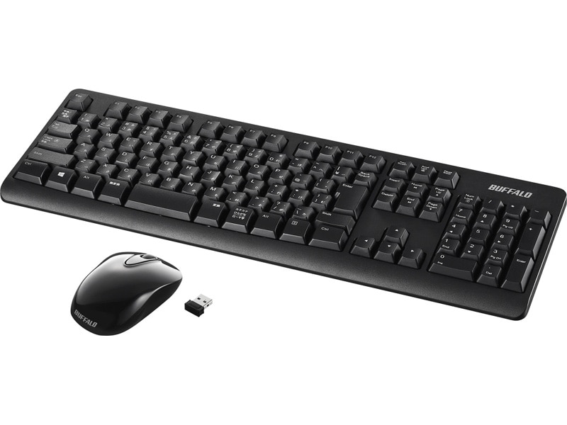 無線2.4GHz フルキーボード 静音マウスセット ブラック