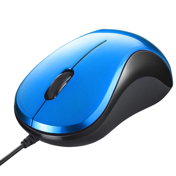 有線 BlueLED光学式マウス 静音/3ボタン ブルー