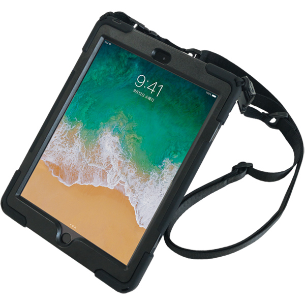 耐衝撃iPad第9、8、7世代（10.2インチ）対応シリコンケース/ペンホルダー、ストラップ付