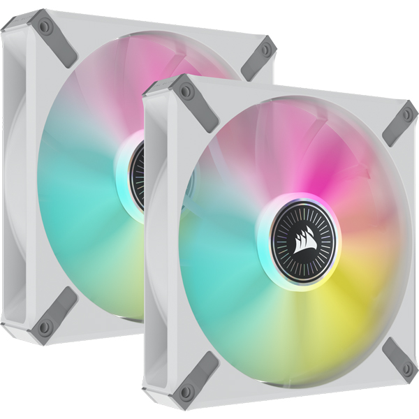 PCケースファン iCUE ML140 RGB ELITE White Flame with iCUE Lighting Node CORE -Dual Pack-