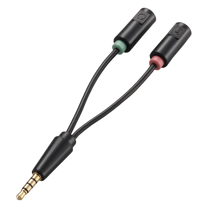 3極φ3.5mmステレオミニジャック×2-4極ミニプラグ変換ケーブル