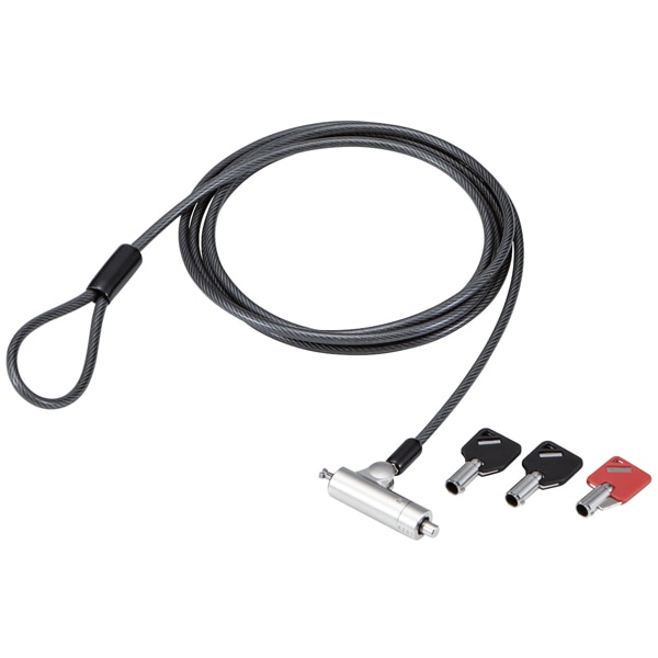 セキュリティワイヤー/マルチスロット対応(3×7mm・2.5×6mm・3.2×4.5mm)/シリンダー錠/アジャストツール付き