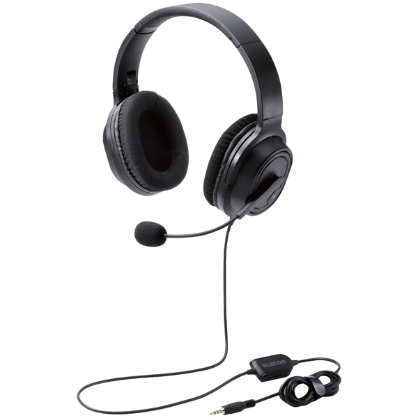 オーバーヘッドタイプヘッドセット/両耳/4極/変換ケーブル付/40mmドライバ/ブラック